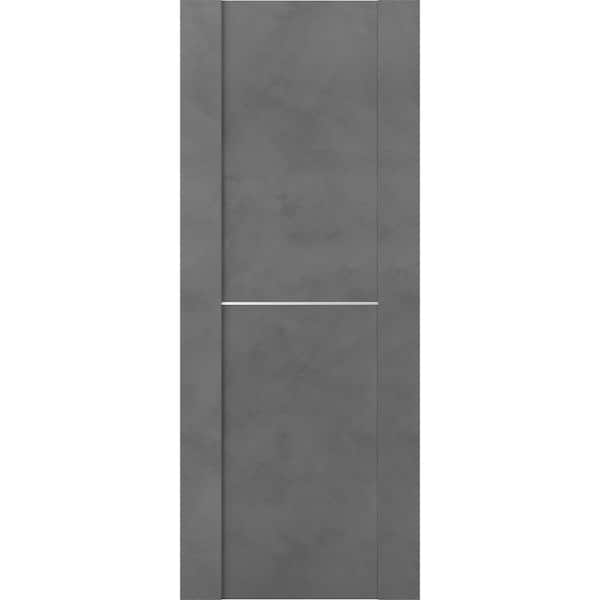 Belldinni Vona 01 1H 24 in. W x 80 in. H x 1-3/4 in. D 1-Panel Solid Core Dark Urban Prefinished Wood Interior Door Slab