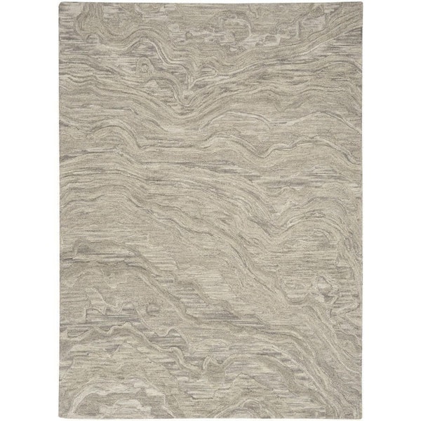 Nourison Graceful Grey 4 ft. x 6 ft. Abstract Contemporary Area Rug