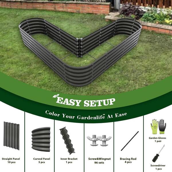 Unbranded - Grey 81 in. x 81 in. x 18 in. Heart-Shaped Galvanized Raised Garden Beds Metal Planter Box for Vegetables Flowers Herb