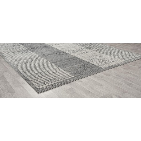Celeste 4 ft. x 4 ft. Grey Tones Abstract Washable Area Rug