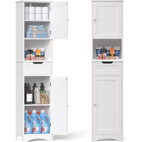 Clavie 11 W x 15 D x 67 H White Linen Cabinet with