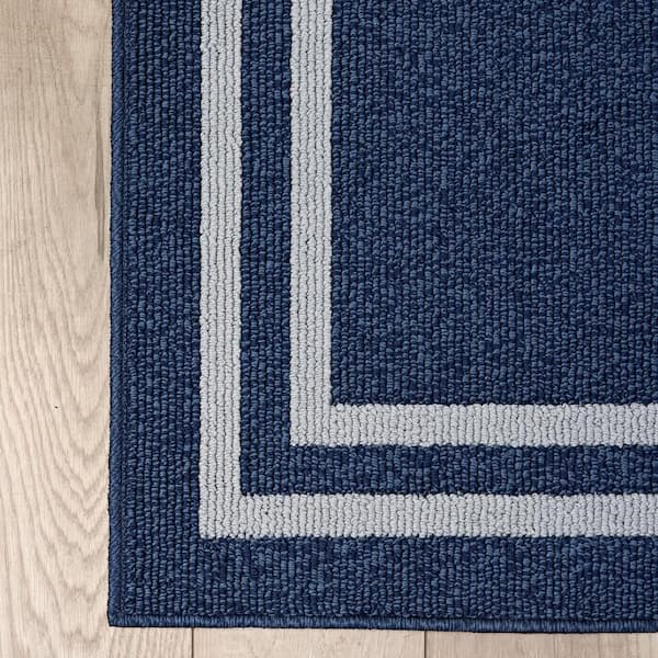 Machine Washable Non-Skid Denim Blue Twist/Light Gray 2.2 ft. x 4 ft./2.2 ft. x 5 ft. All Loop Tufted Area Rug Set