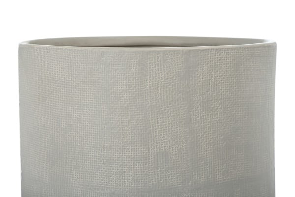 Earthy Embossed Grey Stoneware Planter Set