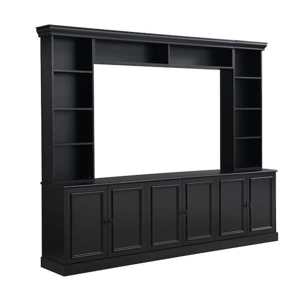 aisword Black Versatile TV Stand, Wall Unit Entertainment Center