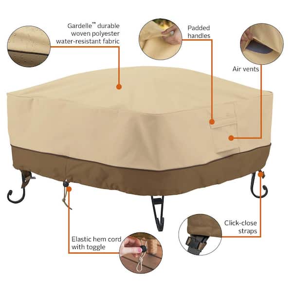 Full Coverage Fire Pit Cover, 30 Inch Square Fire Pit Cover