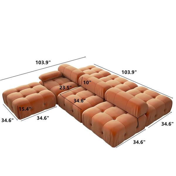 Magic Home Chameleon 104 in. Square Arm Minimalism 7-piece Modern