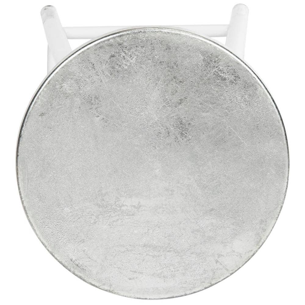 Kenzie 30" White and Silver Iron Bar Stool