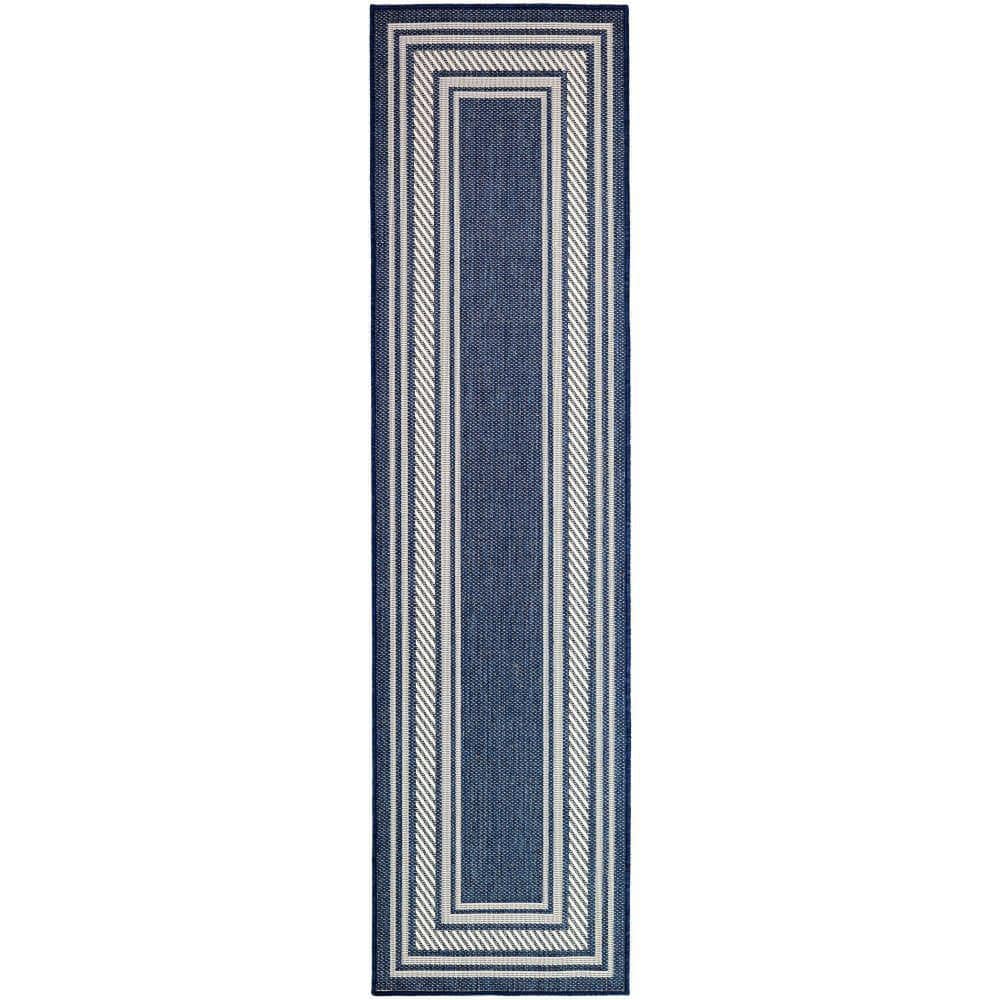 Horizon Navy 2 ft. x 8 ft. Indoor/Outdoor Bordered Contemporary Runner Area Rug price history on PriceWatchPro