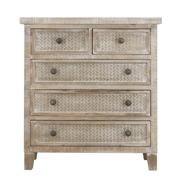 ATHMILE 26.12 in. Natural Standard Rectangle Wood Console Table