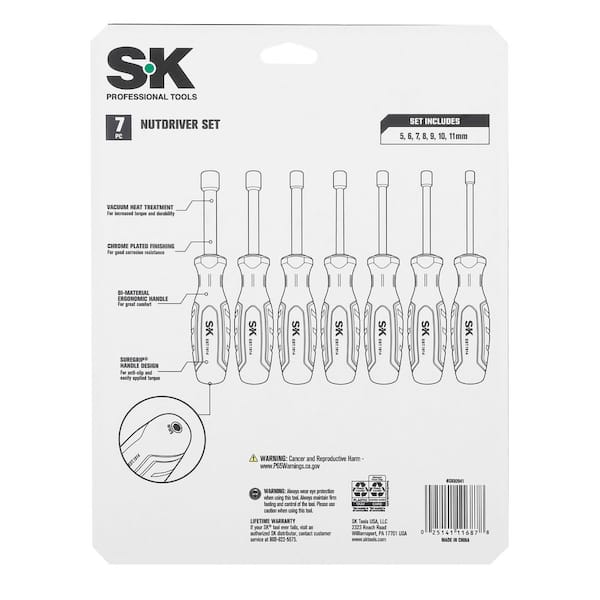 SK SK02041 Chrome Metric Nut Driver Set (7-Piece) SK02041 - The