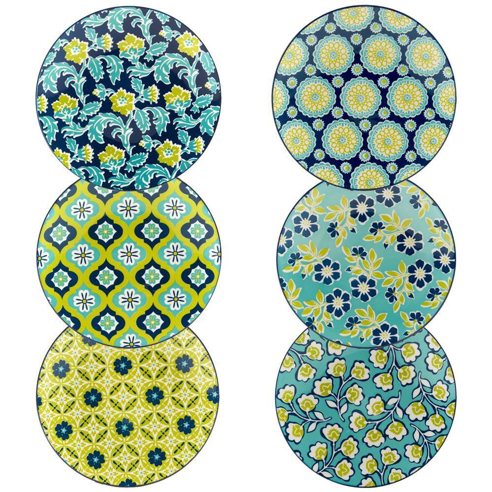 Bohemian Multicolor Porcelain 8.5" Salad Plates, Set of 6