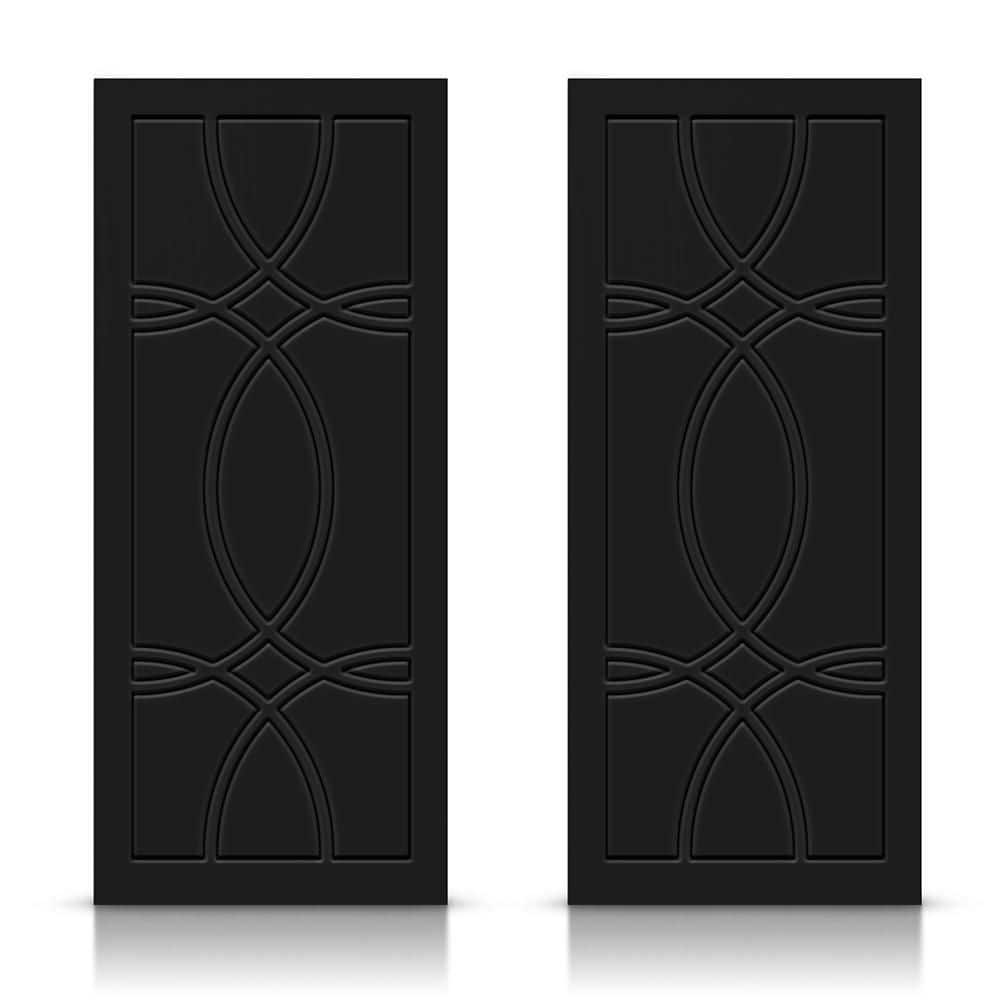 CALHOME 72 in. x 80 in. Hollow Core Black Stained Composite MDF Interior Double Closet Sliding Doors