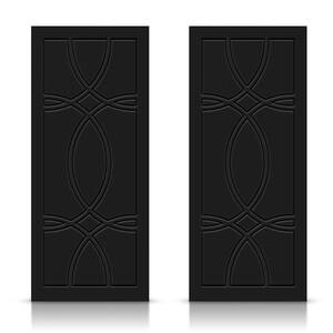 48 in. x 84 in. Hollow Core Black Stained Composite MDF Interior Double Closet Sliding Doors