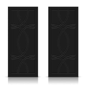 72 in. x 96 in. Hollow Core Black Stained Composite MDF Interior Double Closet Sliding Doors