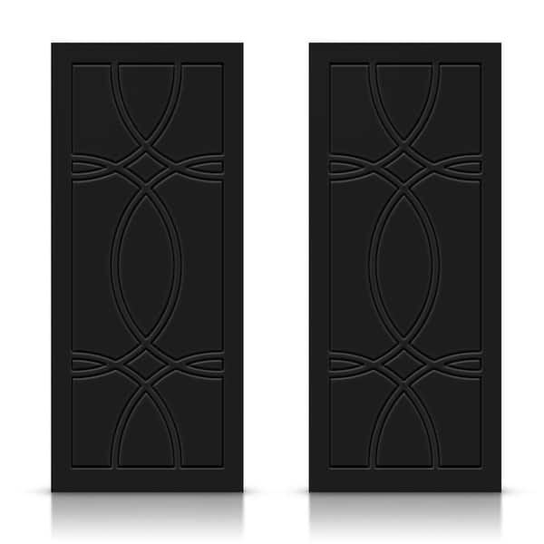 CALHOME 72 in. x 96 in. Hollow Core Black Stained Composite MDF Interior Double Closet Sliding Doors