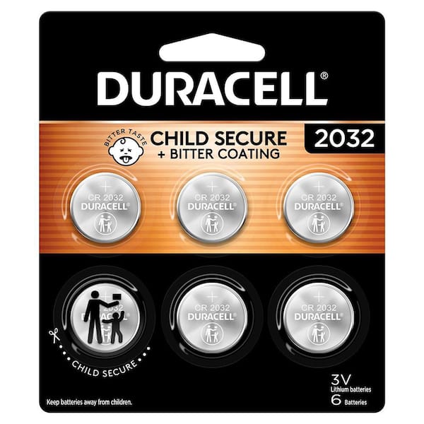 CR2032 3-Volt Lithium Coin Battery with Child Safety Features for Apple AirTag and Key Fobs (6-Pack)