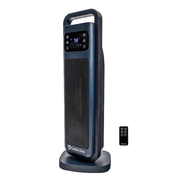 1500W 26 in. Electric Indoor Tower Ceramic Fan-Forced Space Heater with Oscillation & Remote Control, Navy