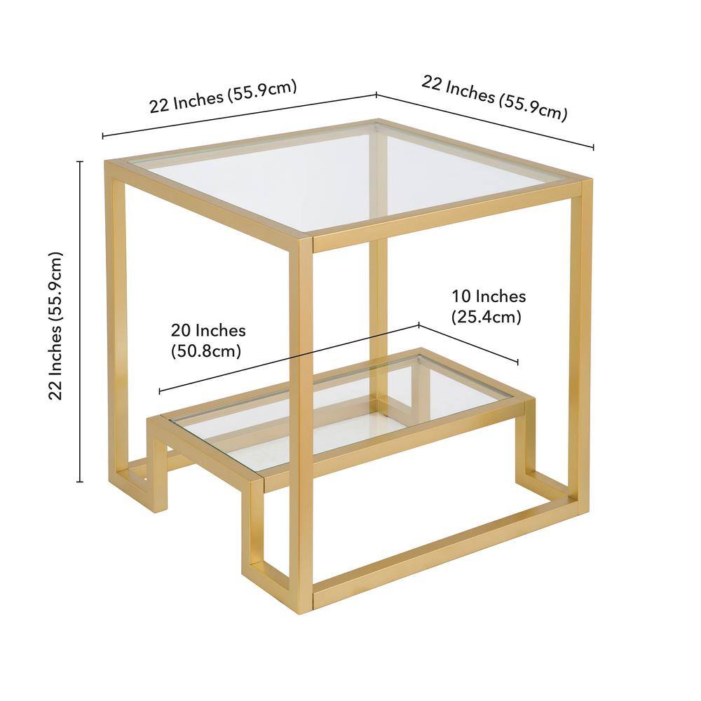 Athena 48" Gold Metal and Glass Rectangular Console Table