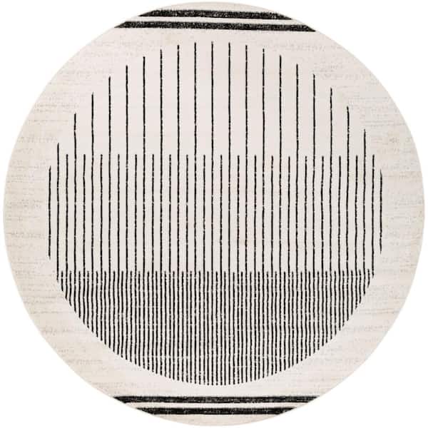Livabliss Jimina Black/Ivory 5 ft. Round Indoor Area Rug