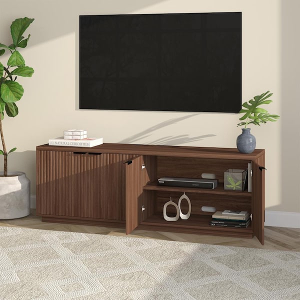 Meyer&Cross Mansfield 70 in. Satin Walnut TV Stand Fits TV's up to