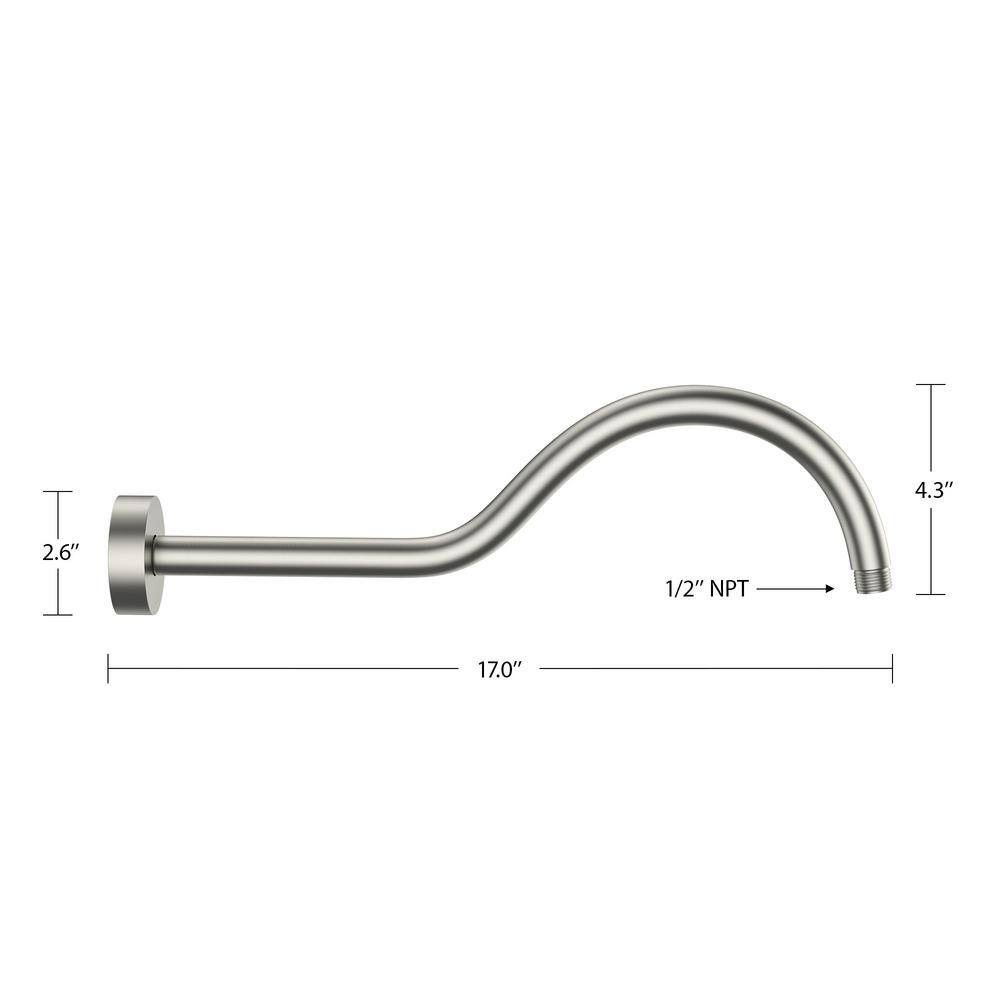 17-Inch Brushed Stainless Steel Wall Shower Arm