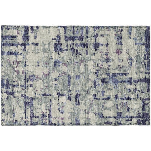 Bravado Purple 1 ft. 8 in. x 2 ft. 6 in. Geometric Indoor/Outdoor Washable Area Rug