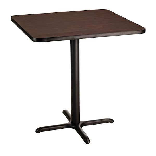 National Public Seating 36 in. Square CT Series Mahogany MDF Laminate Top and Metal X-Base, Composite Wood Cafe Table (Seats 4)
