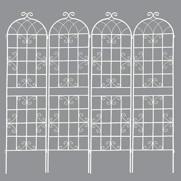86.7 in. Metal 4-Pack Garden Trellis in White
