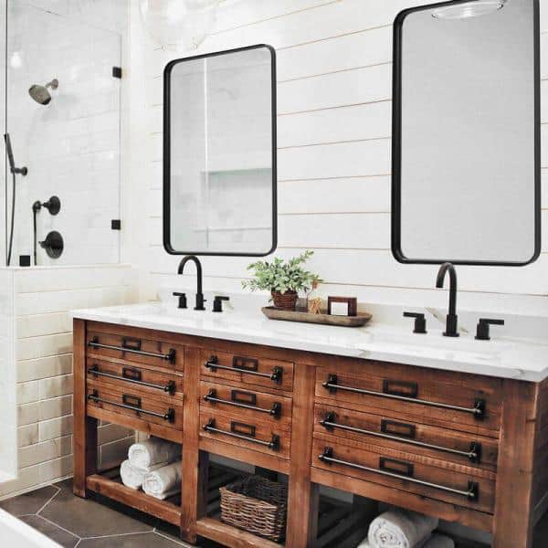 July 24 in. x 36 in. Modern Rectangle Aluminum Alloy Framed Black Decorative Mirror