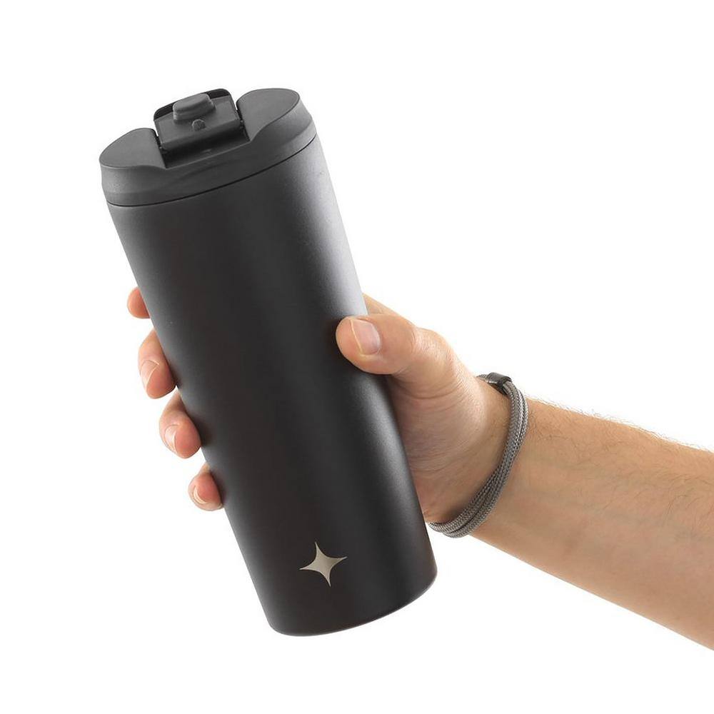 Black Triple Insulated Stainless Steel Travel Tumbler with Straw