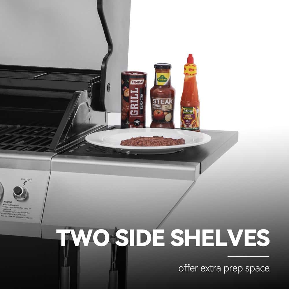 Royal Gourmet 4-Burner Black and Silver Stainless Steel Propane Gas Grill