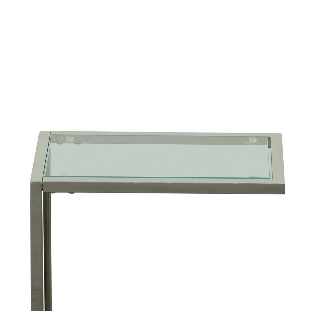Chrome and Clear Glass Rectangular End Table, 26 in.