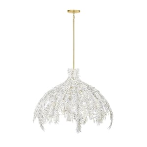 Jalore 6-Light Distressed White Organic Chandelier with Iron Shade