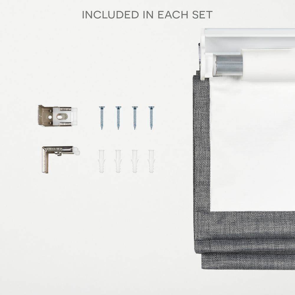 White and Gray Cordless Blackout Roman Shade