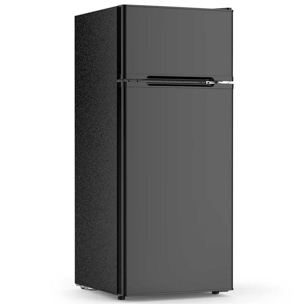 18.31 in. 4.5 Cu. Ft Mini Fridge with Freezer and Adjustable Removable Glass Shelves with Reversible Door in Black