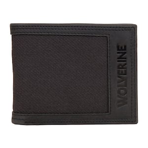 Oil Tan Leather and Canvas Bifold Wallet in Black/Grey