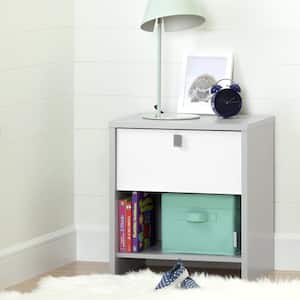 Cookie 1-Drawer Soft Gray and Pure White Nightstand