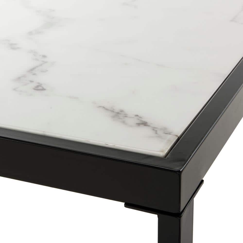Modern Rectangular Black and White Marble Wood Cocktail Table