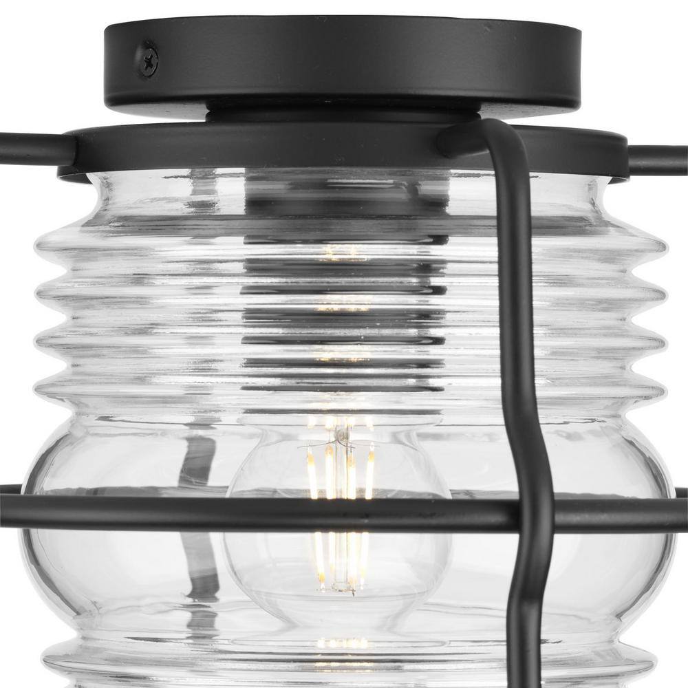 Keegan Matte Black Glass Indoor/Outdoor Flush Mount Light