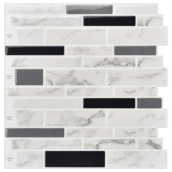 StyloVue 20 Sheets Peel and Stick Backsplash for Kitchen, White Marble with  Metal Silver Look Stick on Tile Upgrade Your Kitchen Backsplash, RV