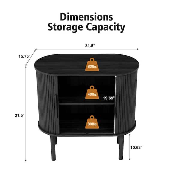 ATHMILE Black Wood 31.5 in. W Sliding Door Sideboard/Buffet ATHMILE Black Wood 31.5 in. W Sliding Door Sideboard/Buffet