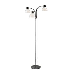 69 in. Black and White 3 Light 1-Way (On/Off) Tree Floor Lamp for Liviing Room with Acrylic Lantern Shade