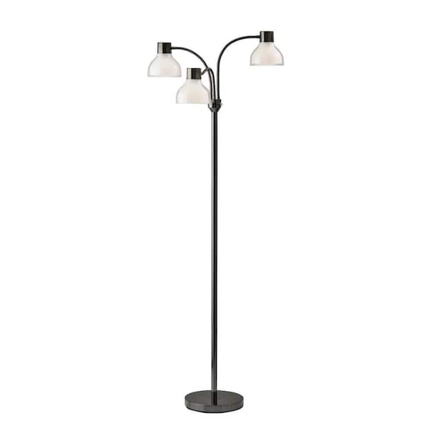 HomeRoots 69 in. Black and White 3 Light 1-Way (On/Off) Tree Floor Lamp for Liviing Room with Acrylic Lantern Shade