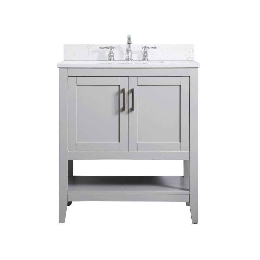 Simply Living 30 in. W x 19 in. D x 34 in. H Bath Vanity in Grey with Calac