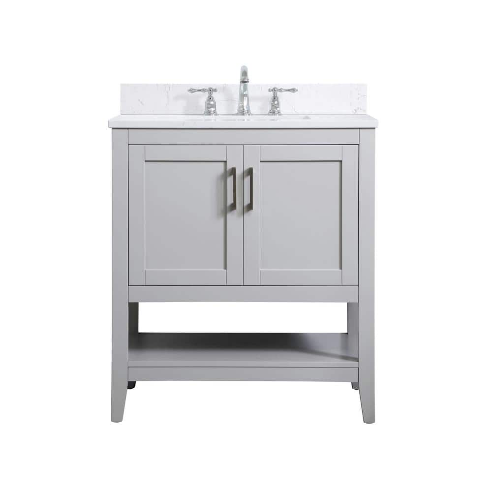 Timeless 30 in. W Single Bath Vanity in Grey with Engineered Stone Vanity T