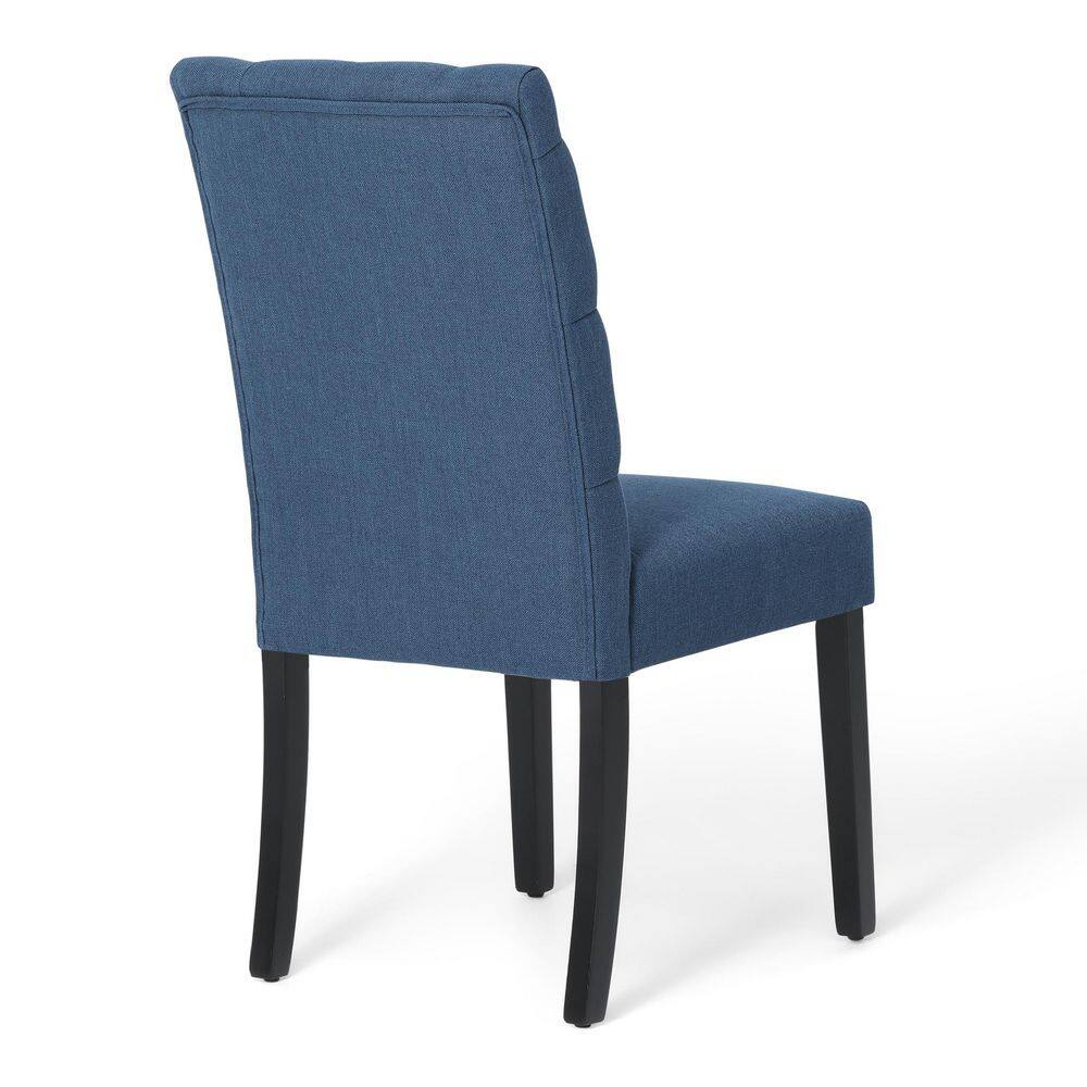 Blue Linen Upholstered Button Tufted Parsons Side Chair Set