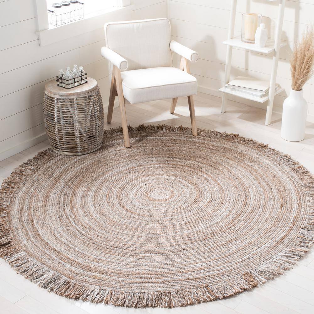 Natural Braided Round Reversible 3' Area Rug