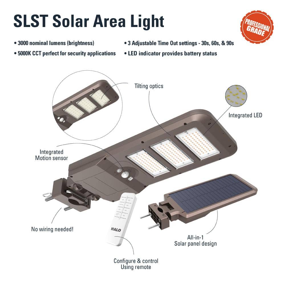 Bronze 3000-Lumen Solar LED Flood Light with Motion Sensor