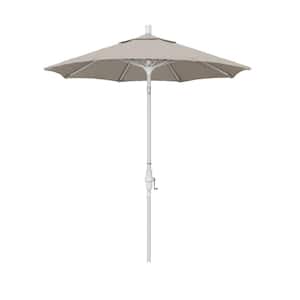 7.5 ft. Matted White Aluminum Market Collar Tilt Patio Umbrella Fiberglass Ribs and in Woven Granite Olefin