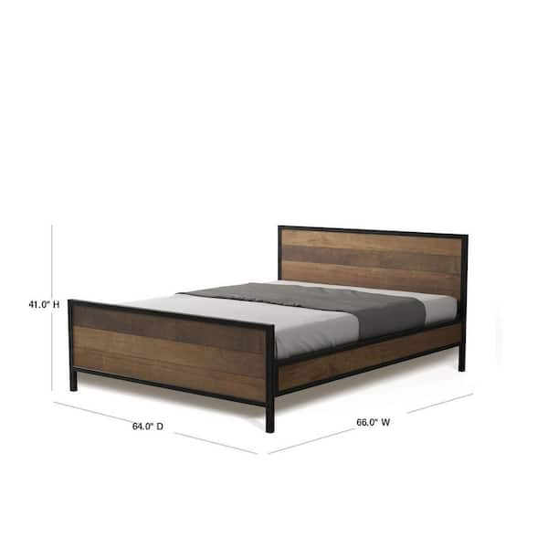 Urban Woodcraft 64 in. Alastair Queen Bed Multi Coloured Teak